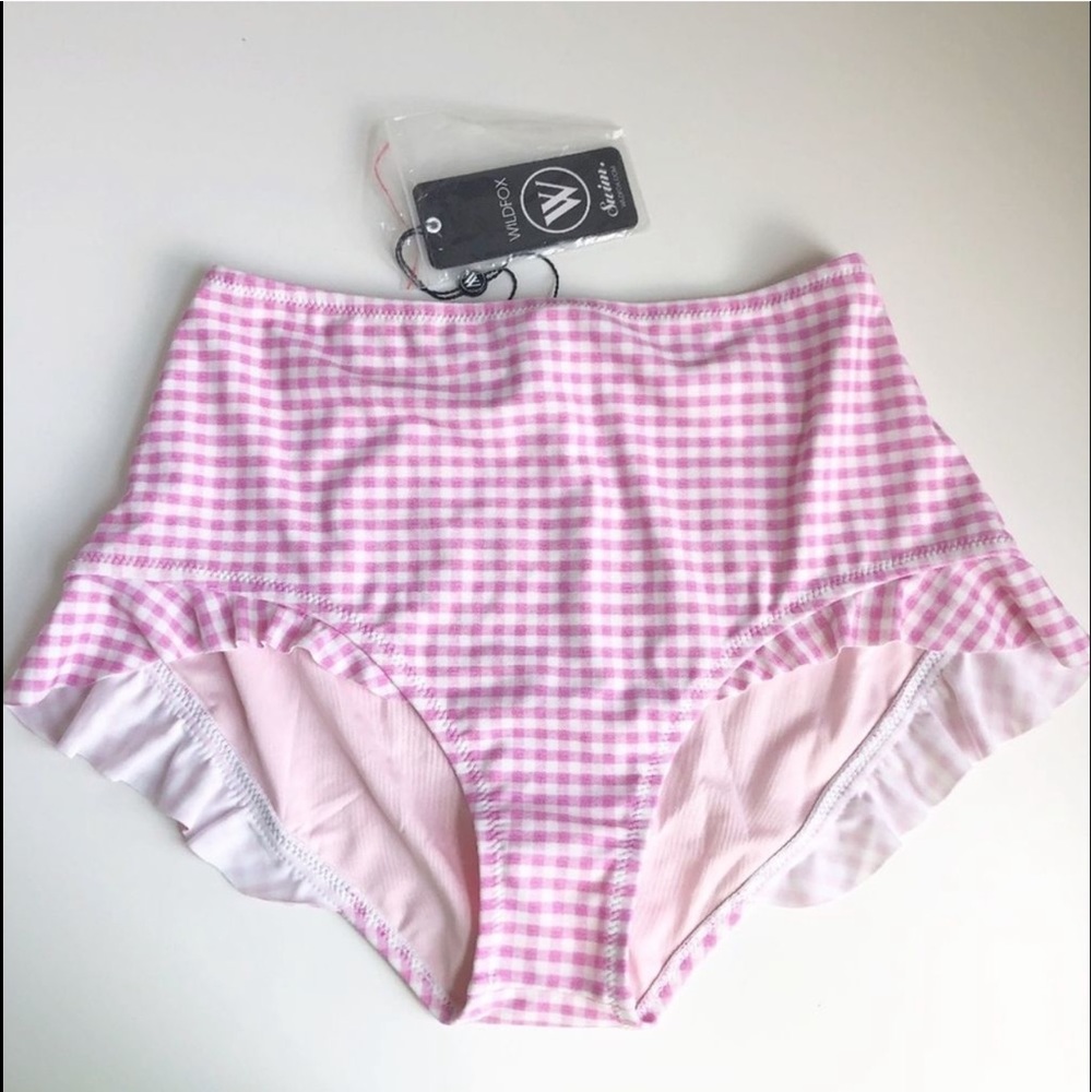 Wildfox gingham high waist frill bikini bottoms